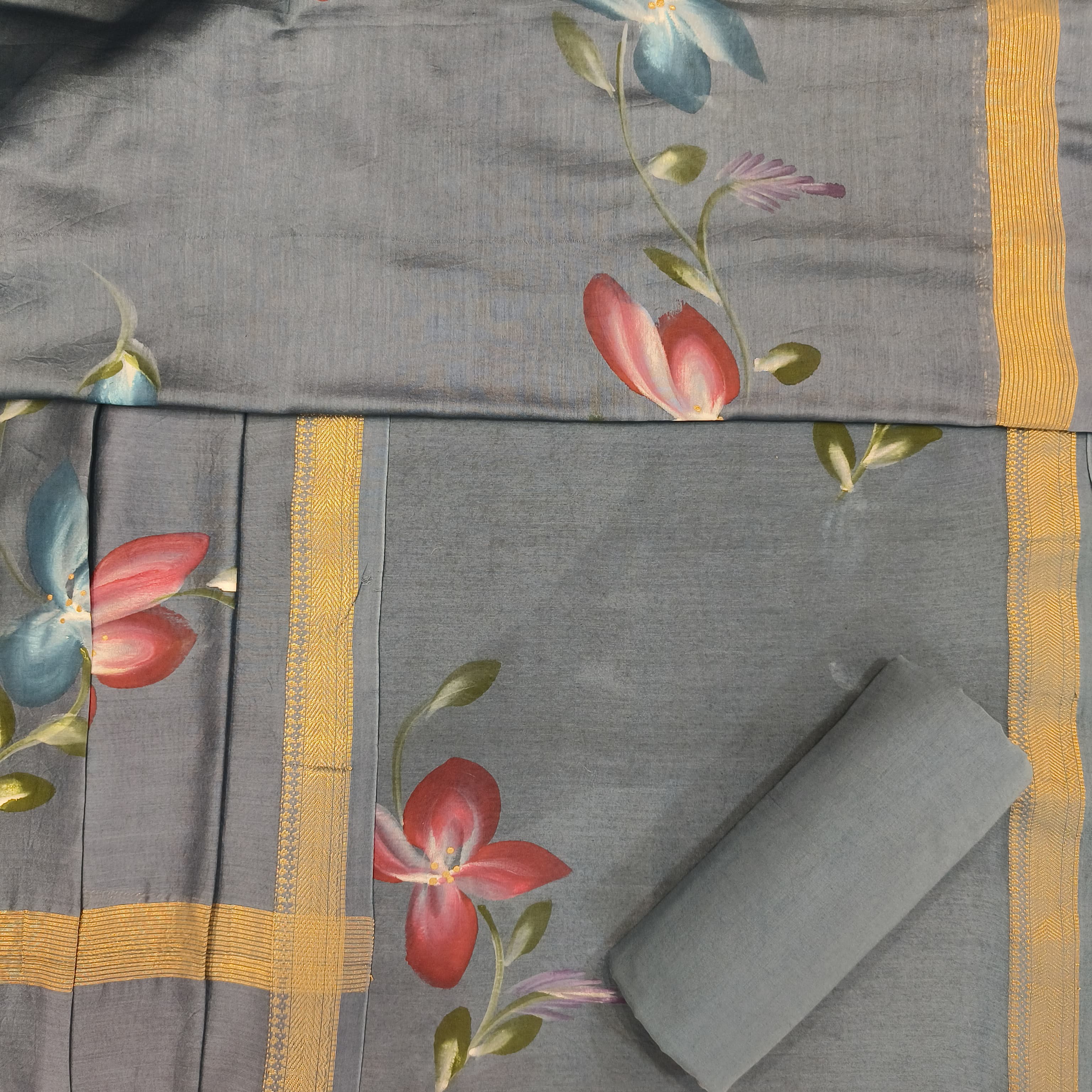 Shop hand block print maheshwari silk suit sets online (MSL385)