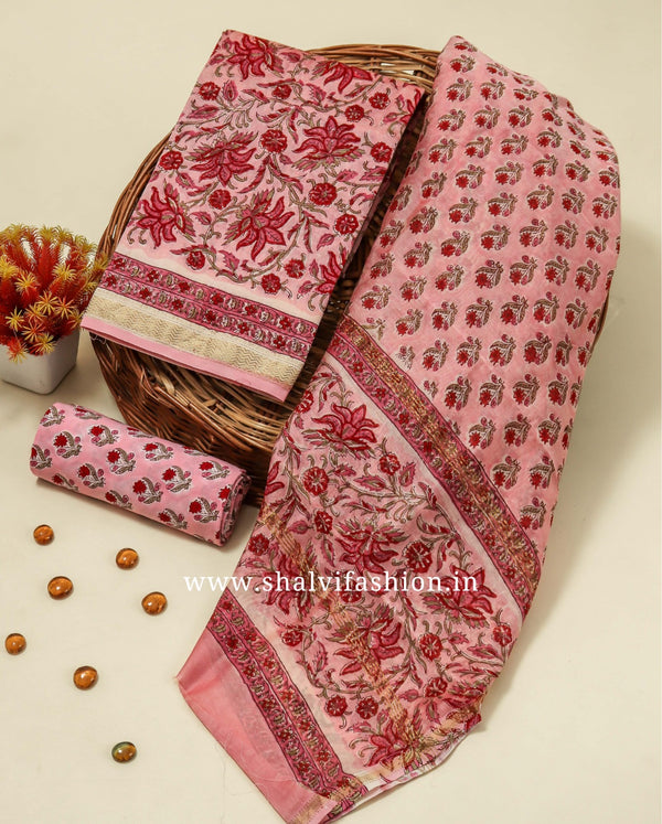 Shop unstitched block printed maheshwari silk suits (MSL417)