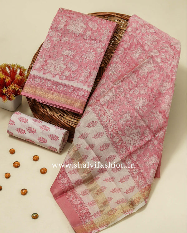 Shop block printed maheshwari silk suits online (MSL418)
