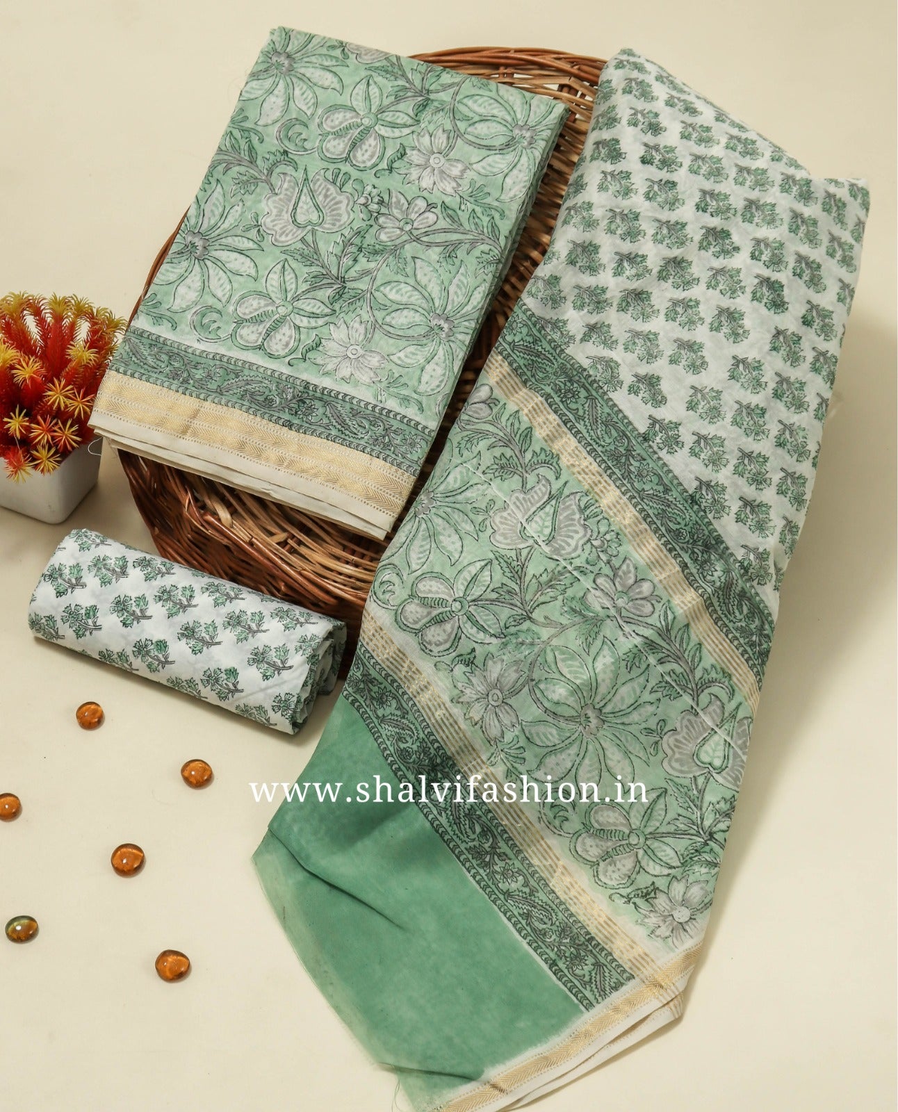 Shop block printed maheshwari silk suits in jaipur (MSL425)