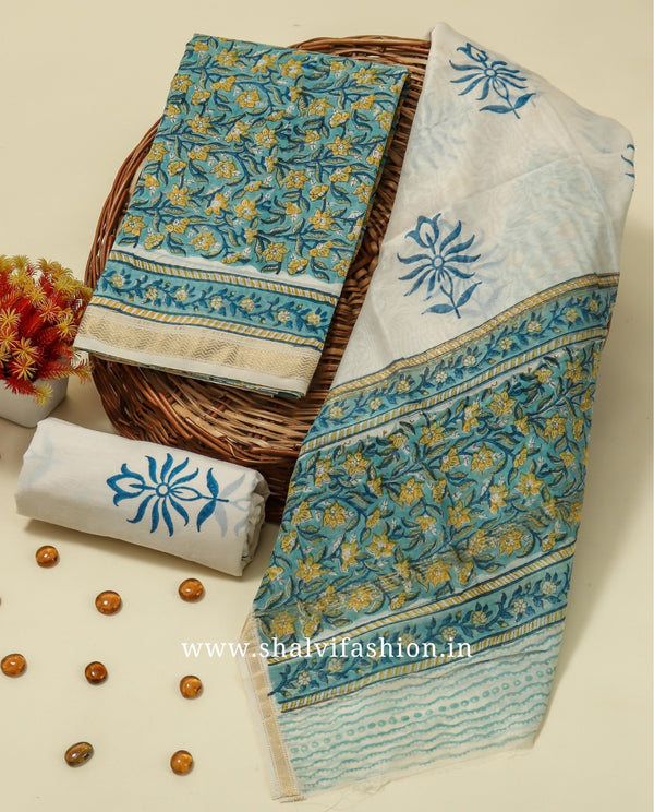 Shop block printed maheshwari silk suits in jaipur (MSL436)