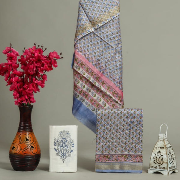 Shop hand block print maheshwari silk suits online (MSL439)