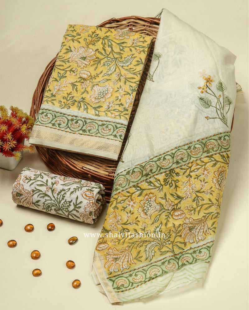 Shop unstitched block print maheshwari silk suits online (MSL441)