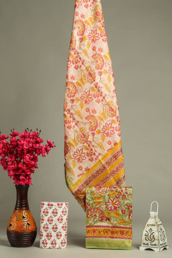 Shop unstitched block print maheshwari silk suits (MSL444)