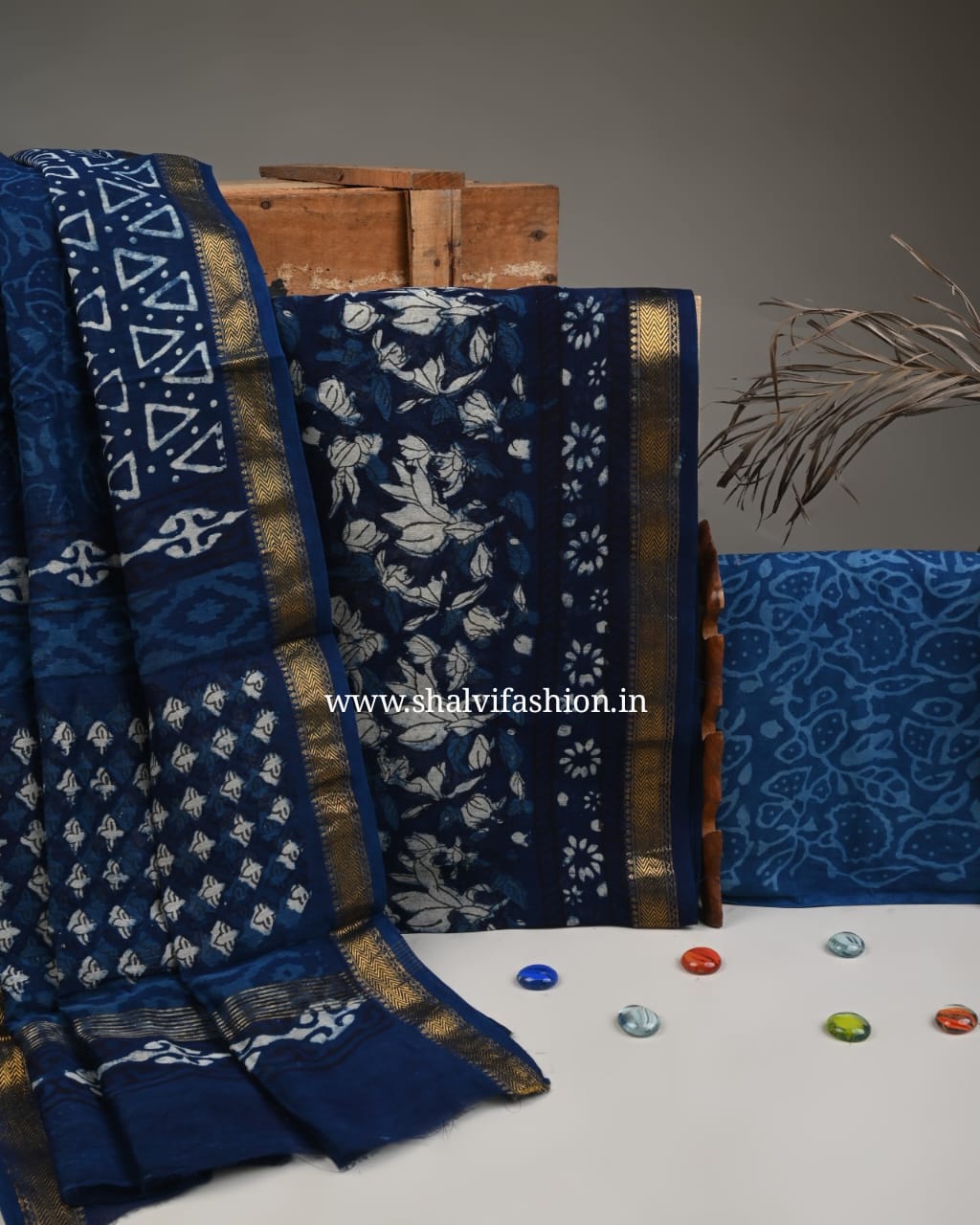 Shop block print maheshwaei silk suits in jaipur (MSL494)