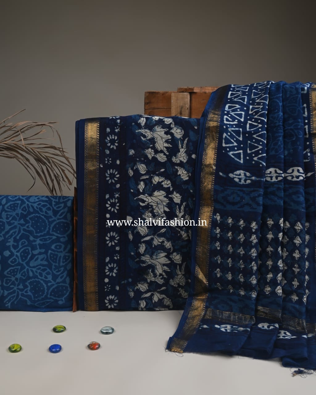 Shop block print maheshwaei silk suits in jaipur (MSL494)