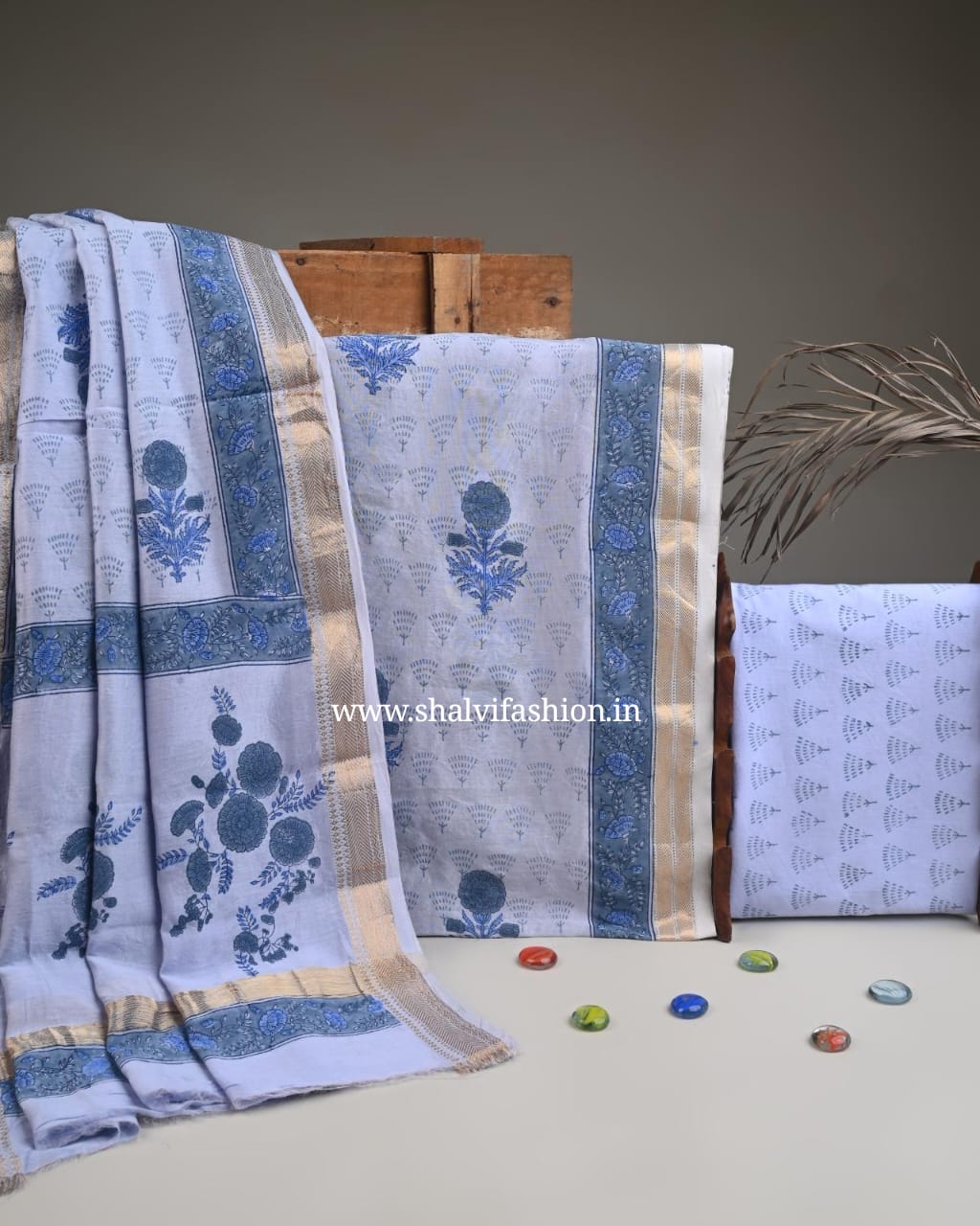 Shop hand block print maheshwari silk suits online (MSL500)