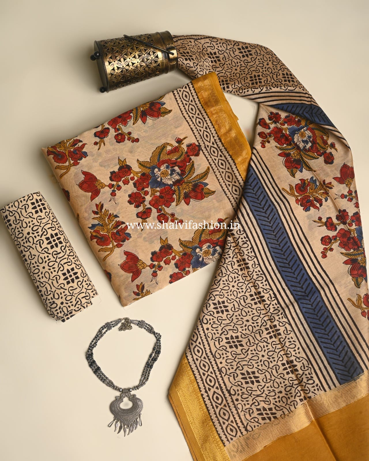 Shop unstitched hand block print maheshwari suits in jaipur (MSL510)
