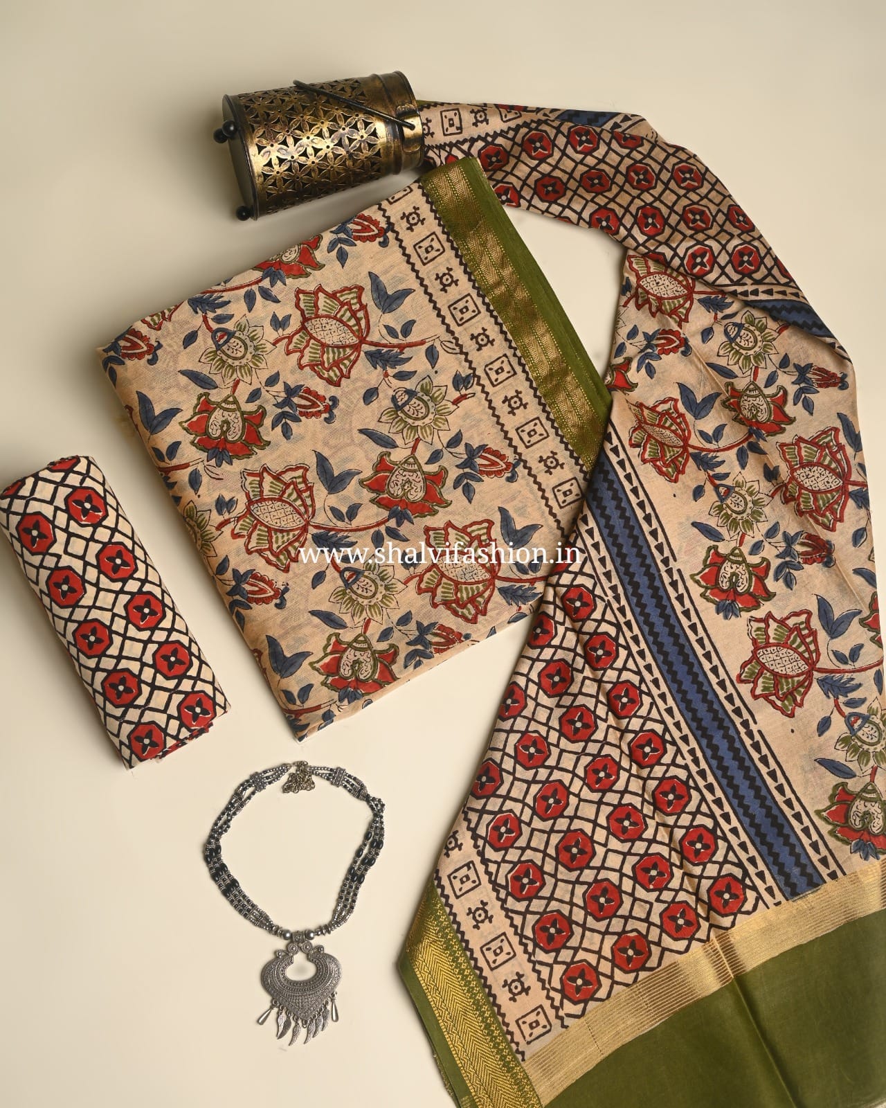 Shop block printed maheshwari silk suits online (MSL511)