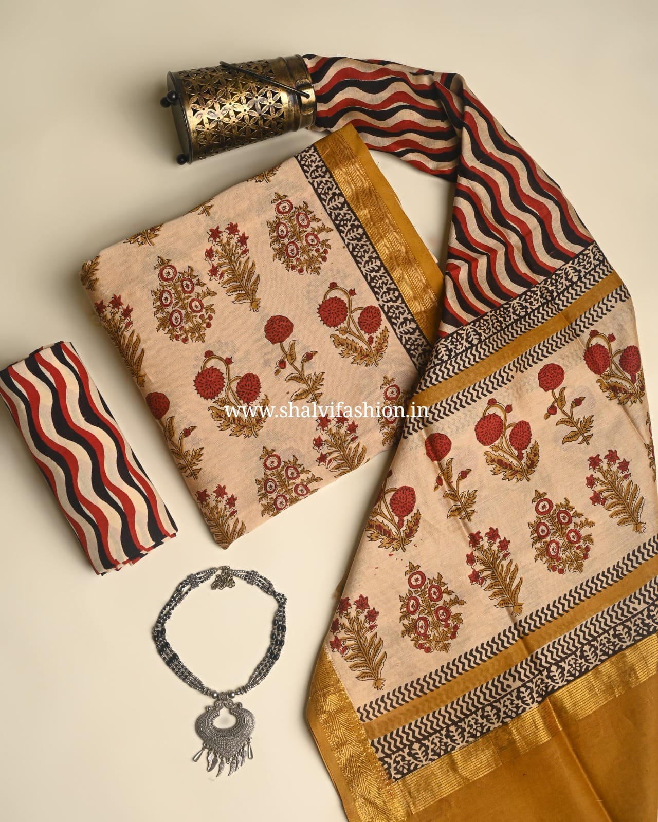 Shop hand block printed maheshwari silk suits online (MSL512)
