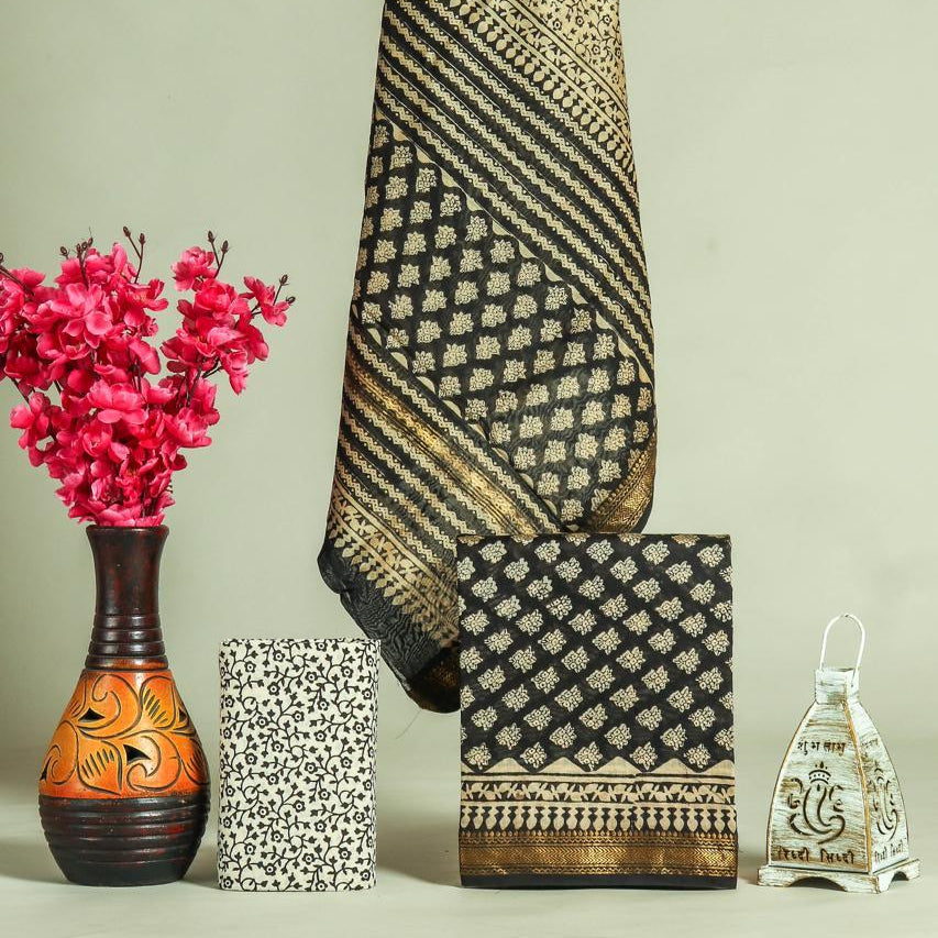Shop bagru print maheshwari silk suit sets online (MSL514)