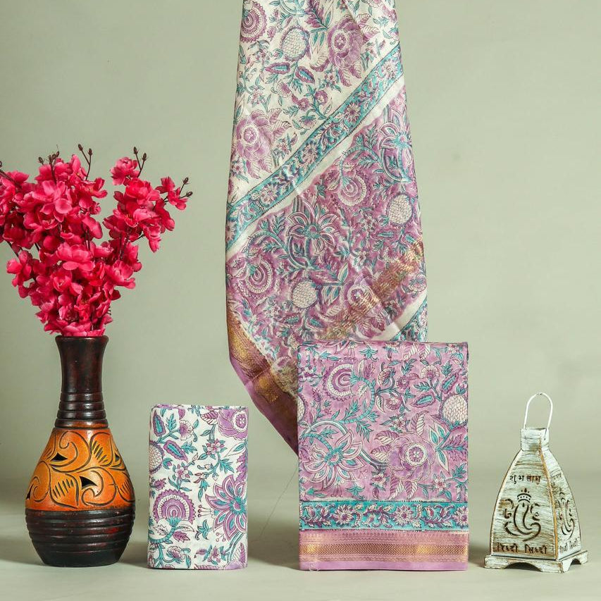 Shop hand block print maheshwari silk suits online (MSL519)