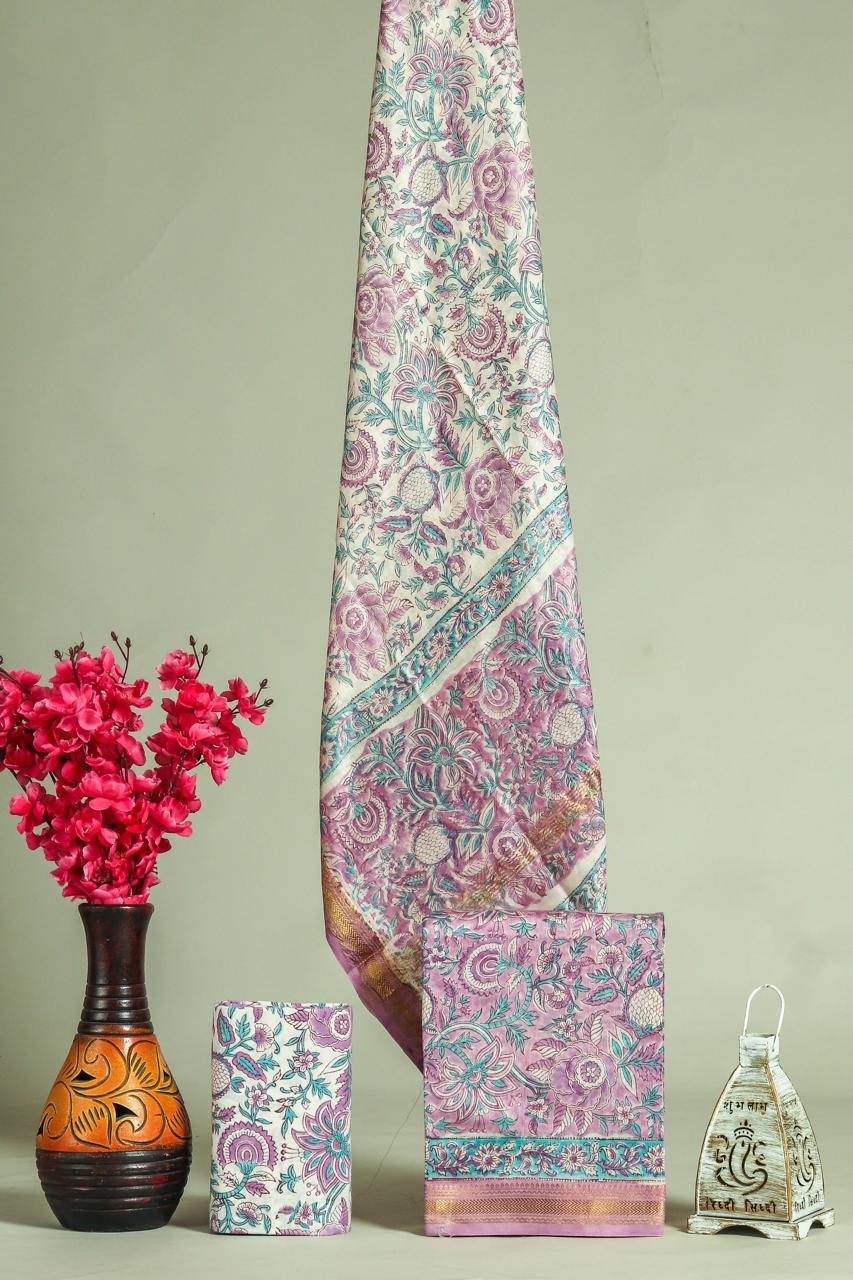 Shop hand block print maheshwari silk suits online (MSL519)