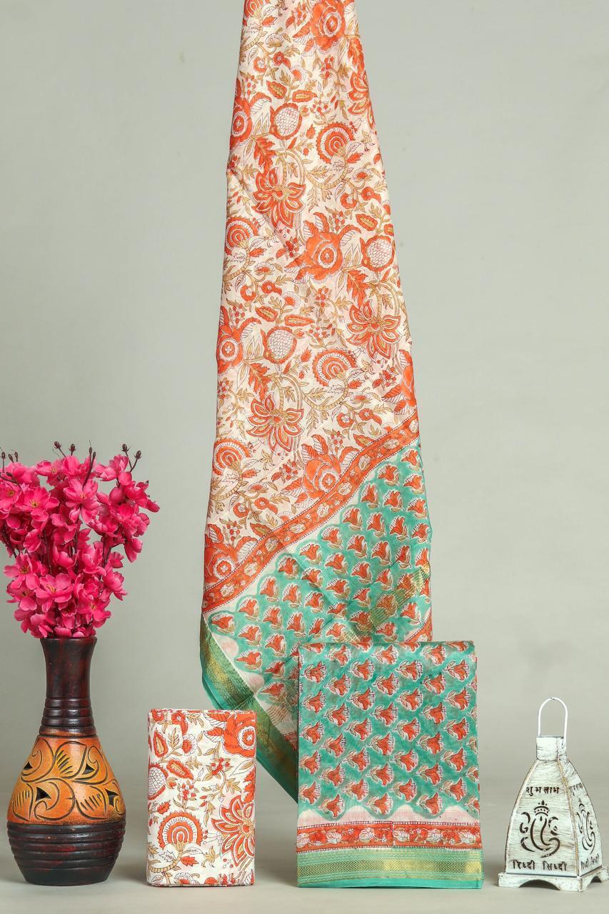 Shop jaipuri block print maheshwari silk suits online (MSL555)