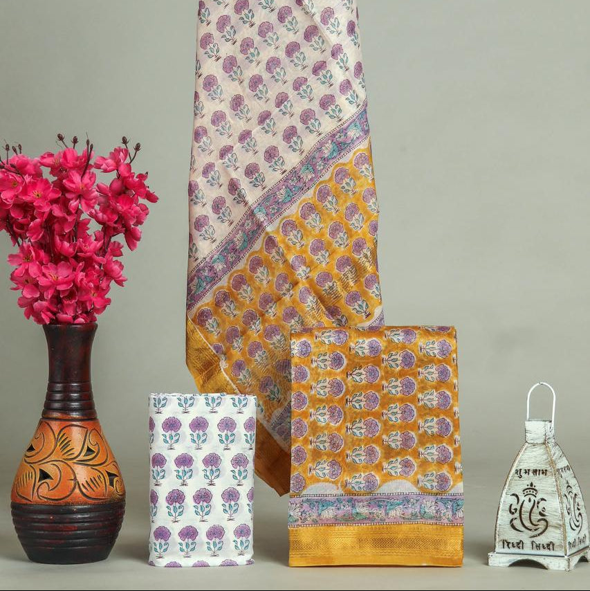 Shop block printed maheshwari silk suits online shopping (MSL557)