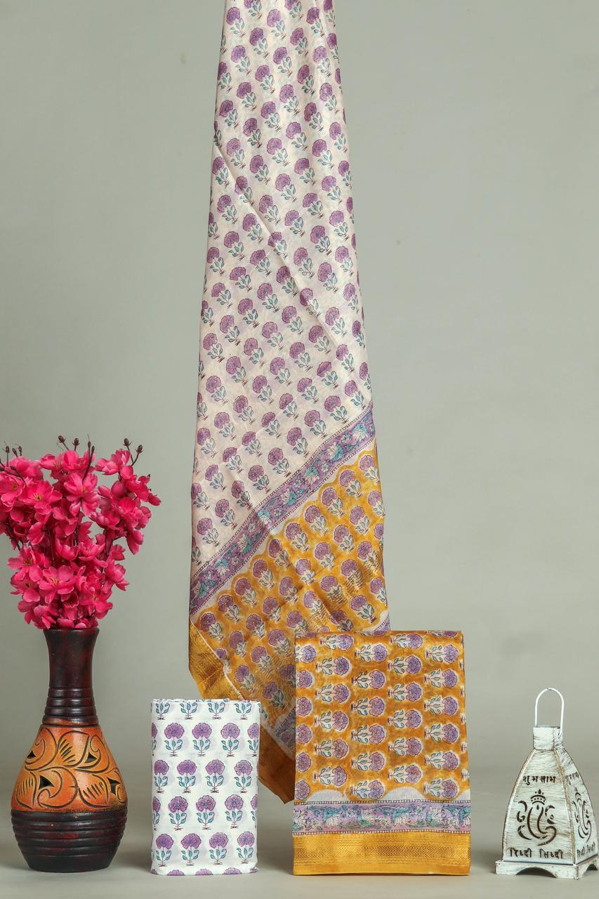 Shop block printed maheshwari silk suits online shopping (MSL557)