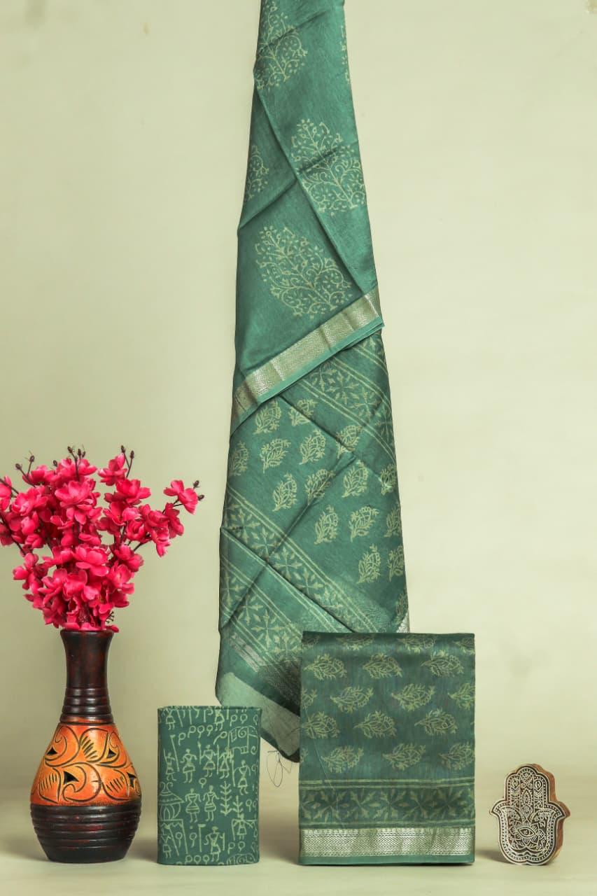 Shop block printed maheshwari silk suits (MSL566)