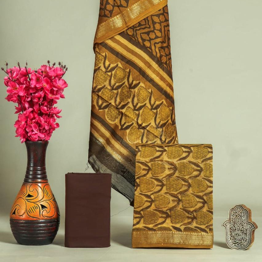 Shop block printed mahehswari silk suits online (MSL584)