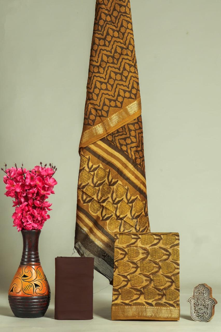 Shop block printed mahehswari silk suits online (MSL584)