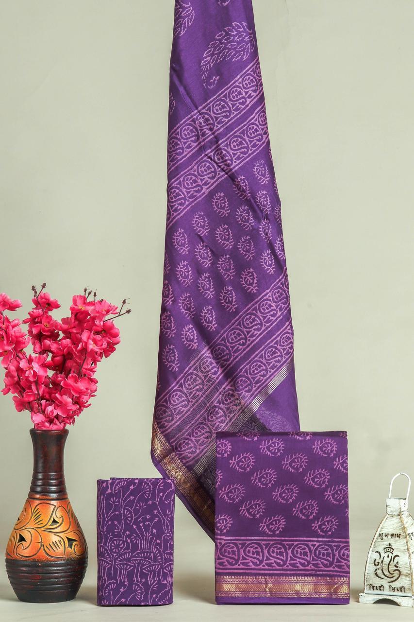 Shop jaipuri print block print maheshwari silk suits (MSL597)