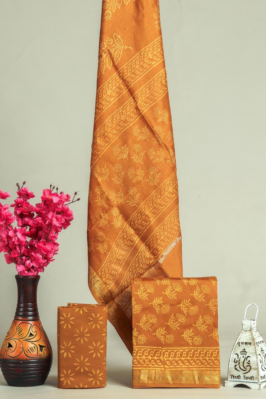 Shop hand block print mahehswari silk suits online (MSL598)