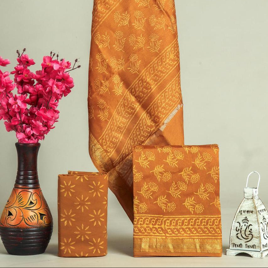 Shop hand block print mahehswari silk suits online (MSL598)