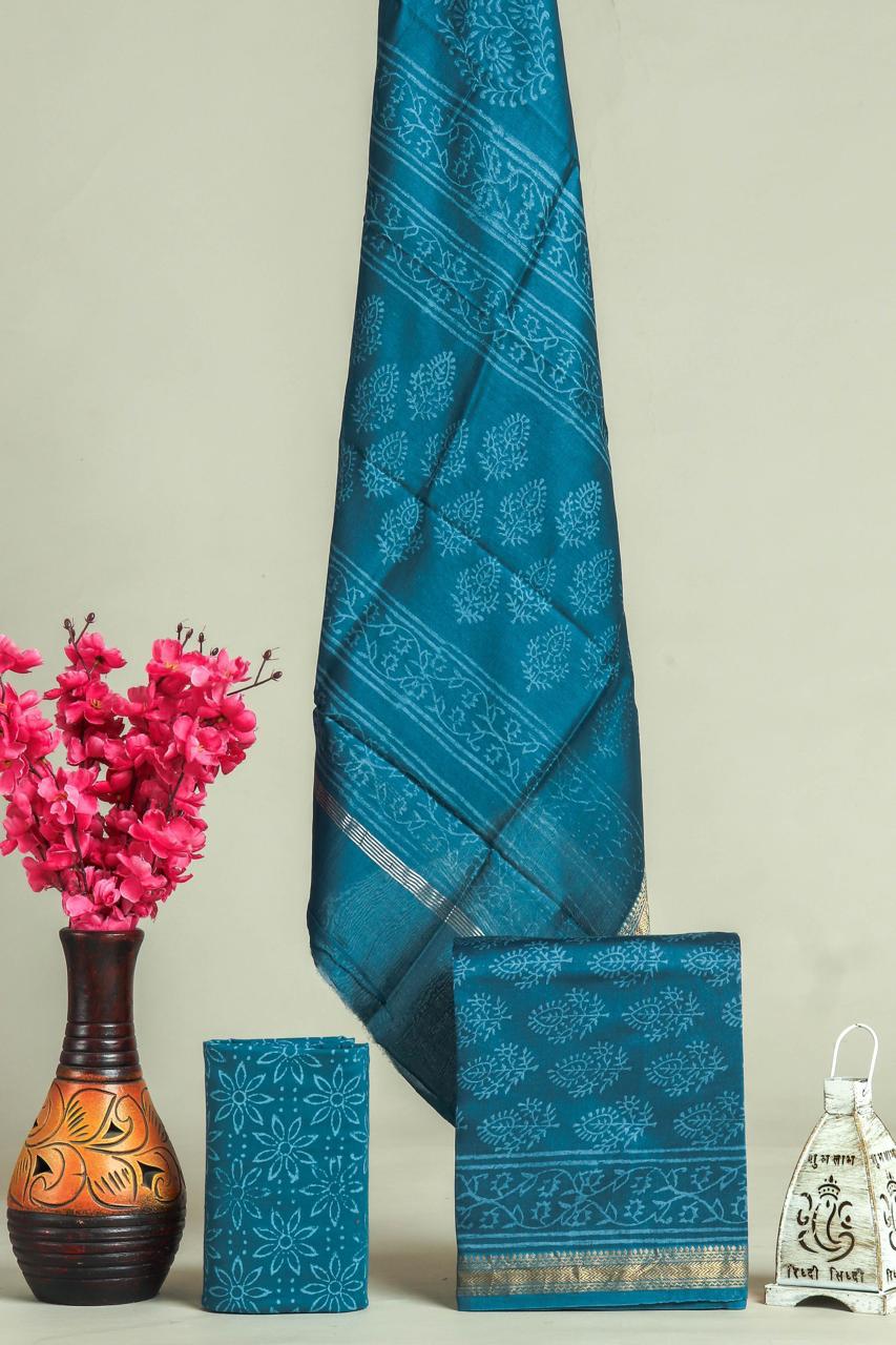 Shop block printed maheshwari silk suits online (MSL599)