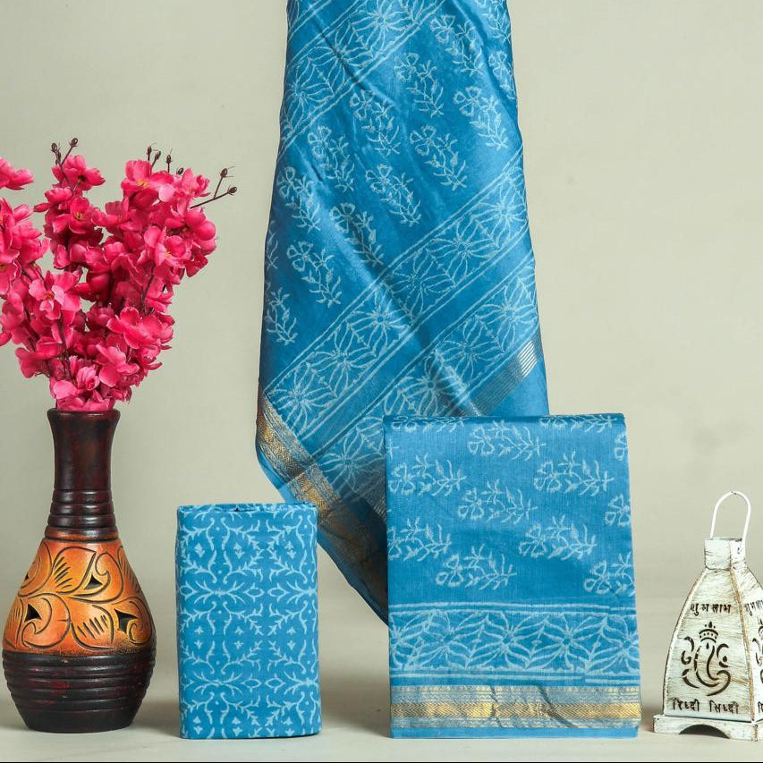 Shop hand block printed maheshwari silk suits in jaipur (MSL602)