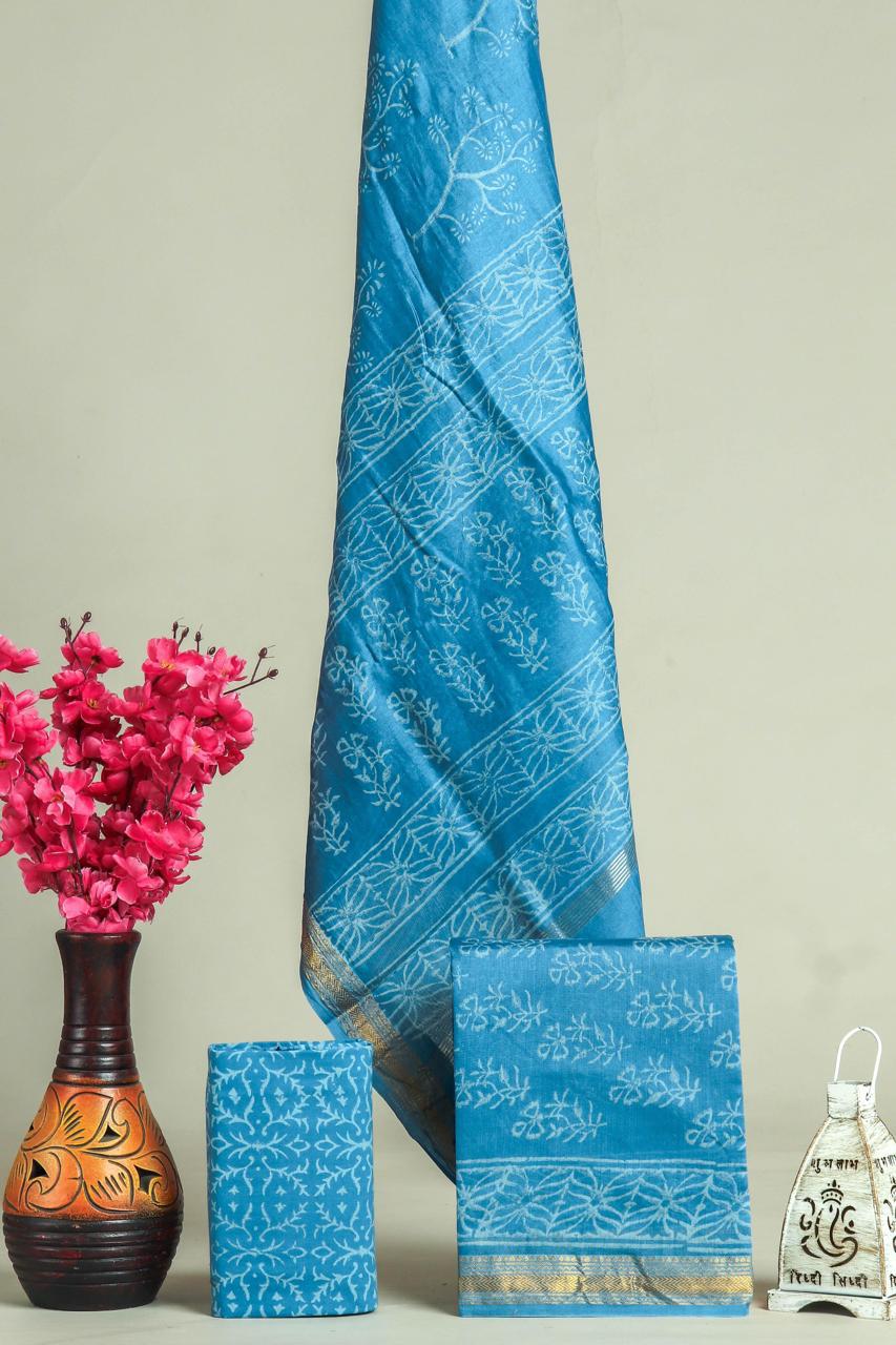 Shop hand block printed maheshwari silk suits in jaipur (MSL602)