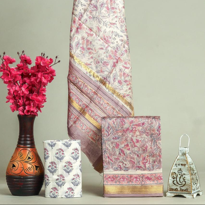 Shop hand block printed maheshwari silk suits online (MSL608)