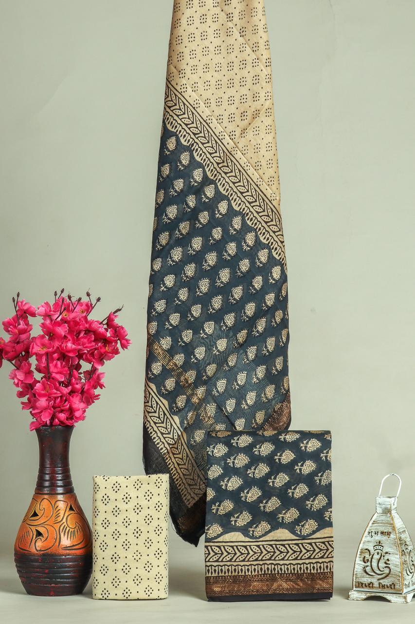 Shop block printed mahehswari silk suits in jaipur (MSL619)