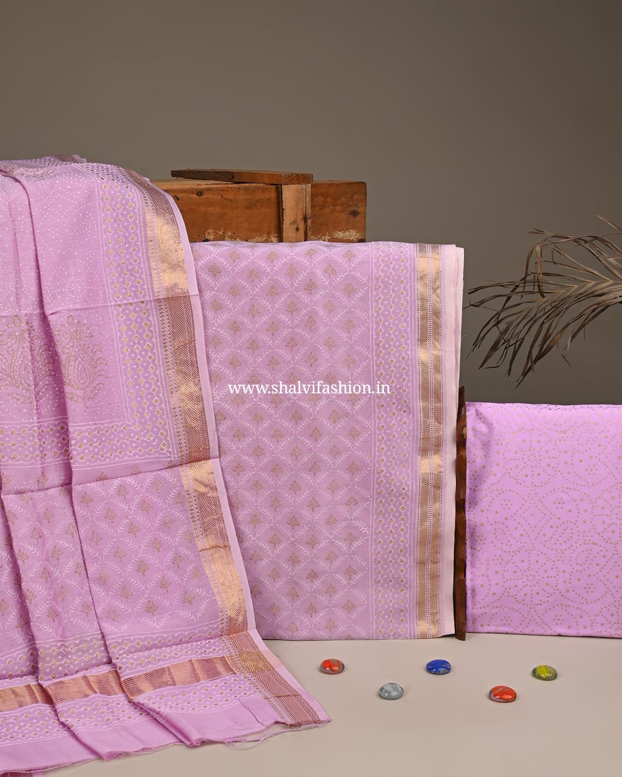 Shop hand block print maheshwari silk suits (MSL61)