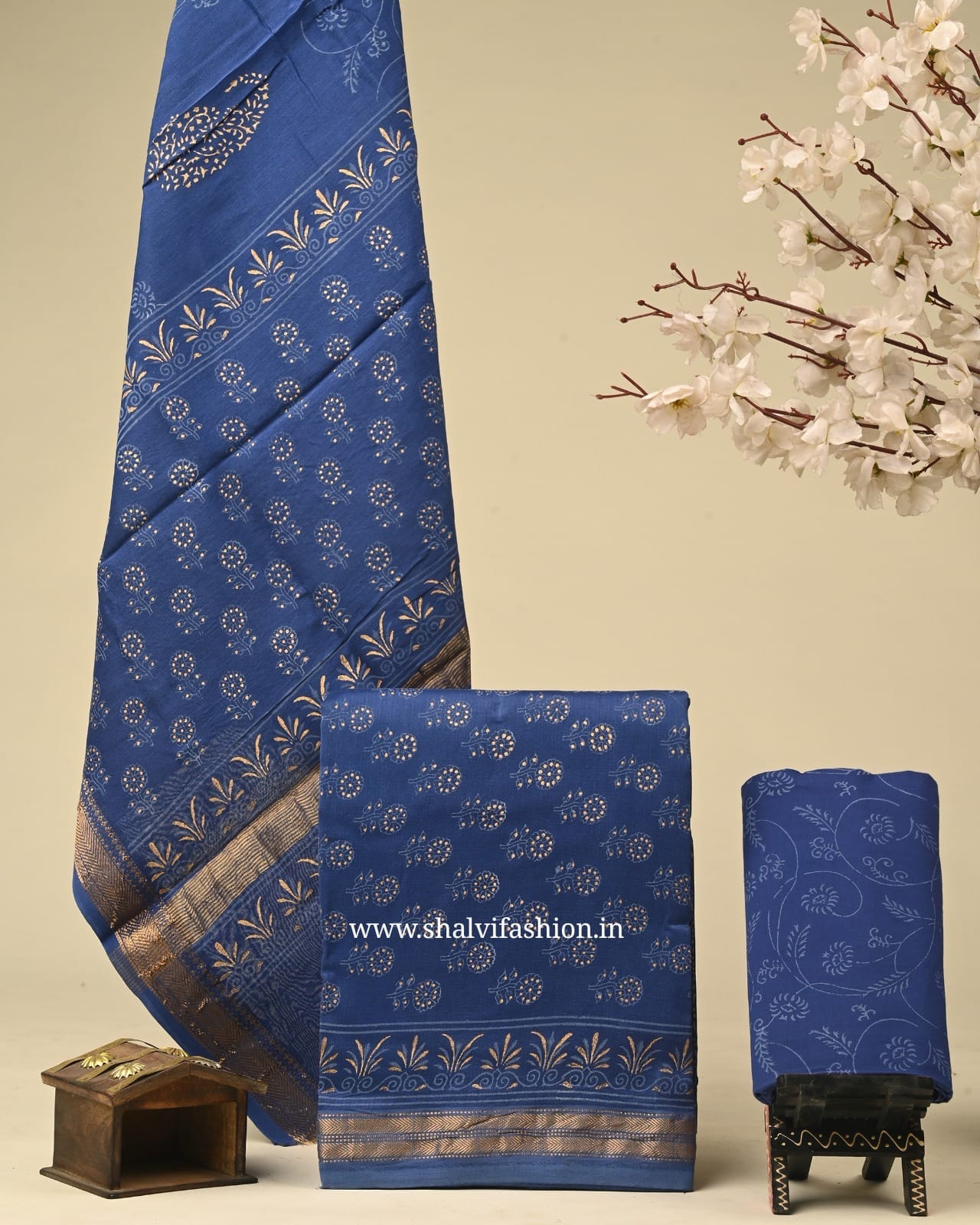 Shop hand block printed maheshwari silk suits online (MSL62)