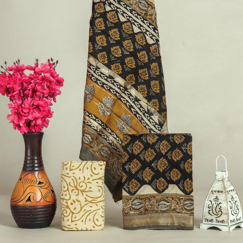 Shop hand block print maheshwari silk suits (MSL636)