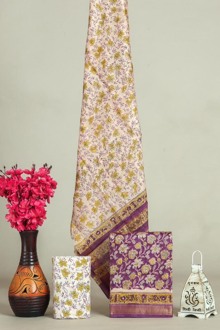 Shop hand block print maheshwari silk suits online (MSL644)