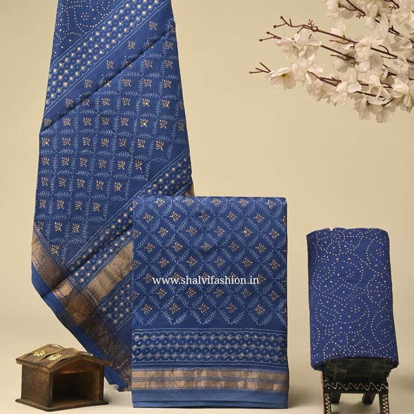 Shop block printed maheshwari silk suits in jaipur (MSL65)