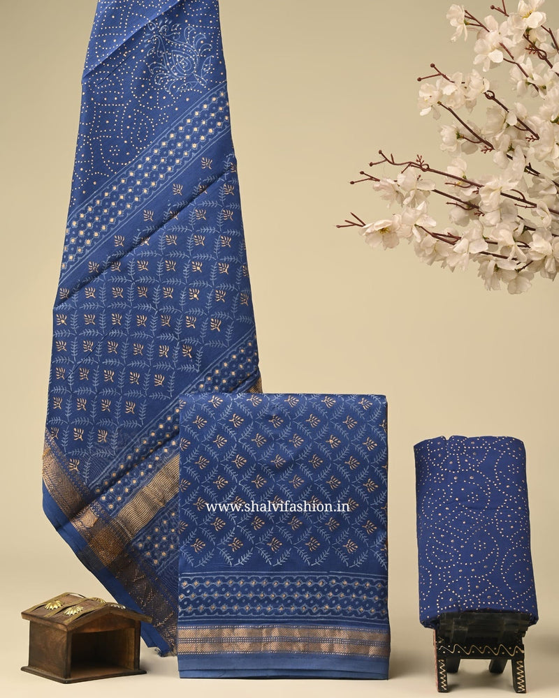 Shop block printed maheshwari silk suits in jaipur (MSL65)