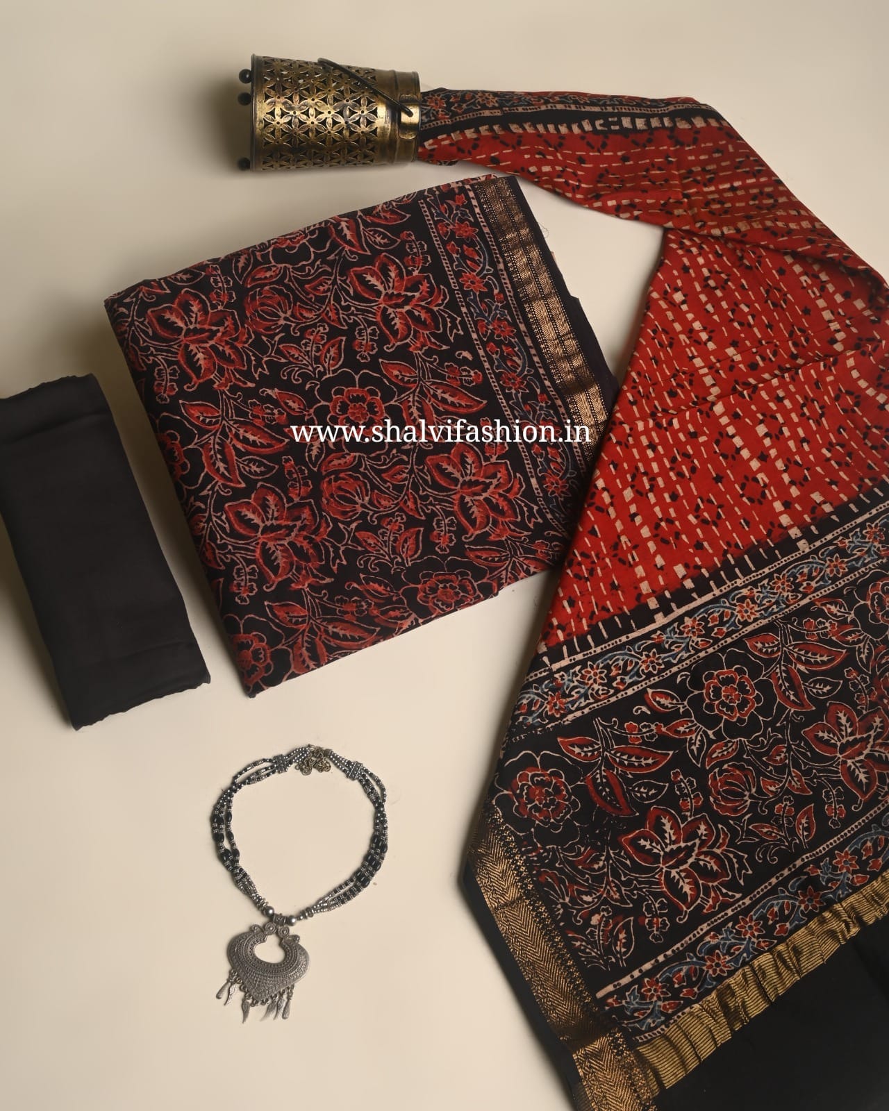 Shop hand block print maheshwari silk suits online (MSL682)