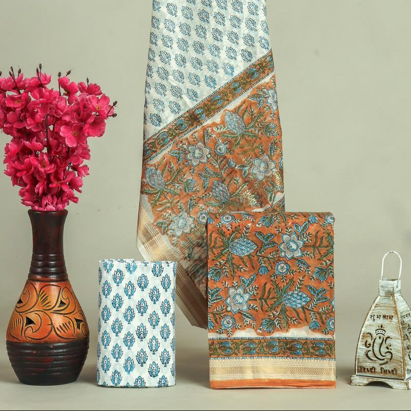Shop hand block print maheshwari silk suits (MSL709)