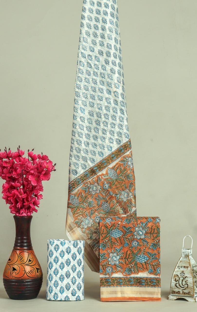 Shop hand block print maheshwari silk suits (MSL709)