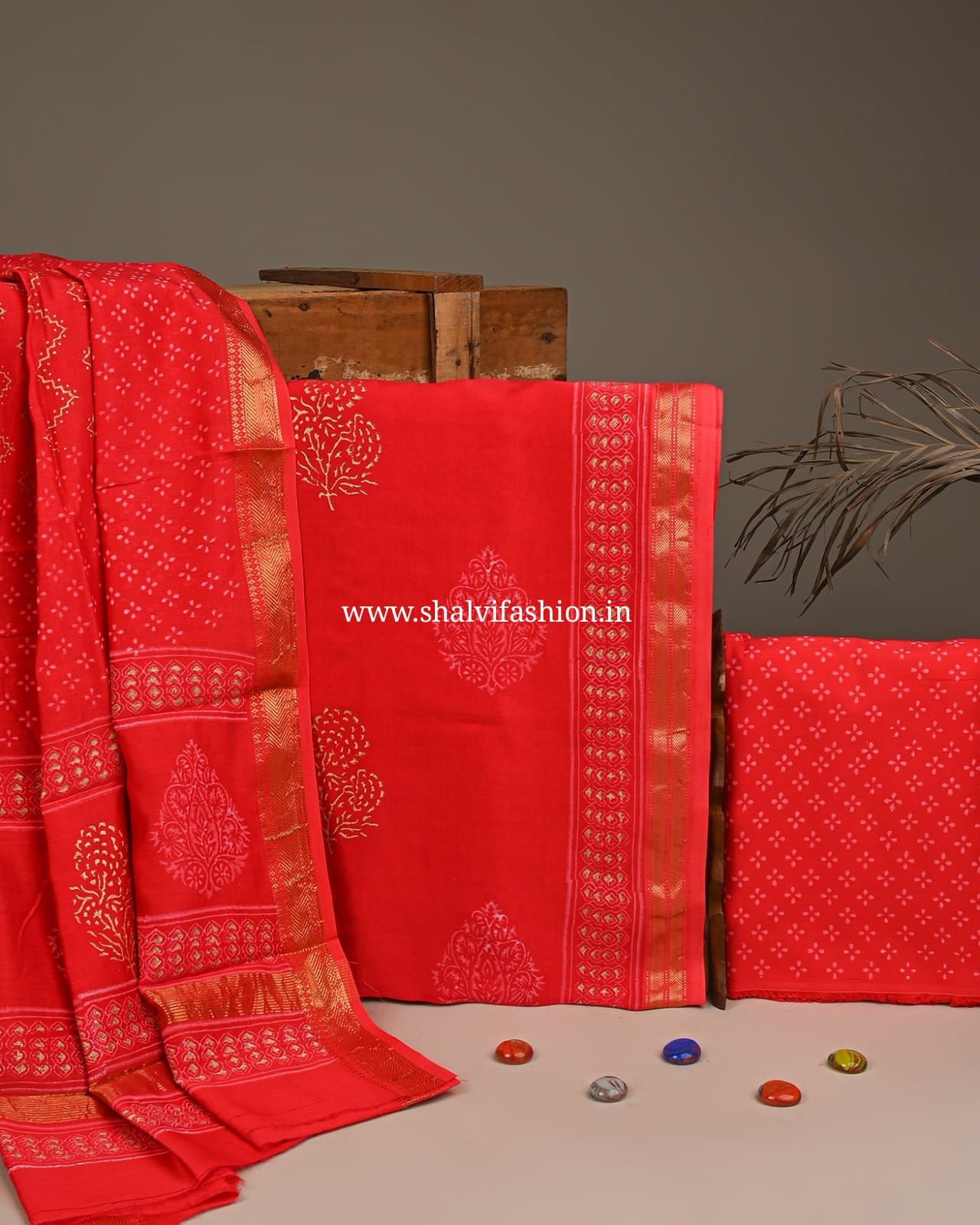 Shop block print mahehswari silk suits (MSL76)