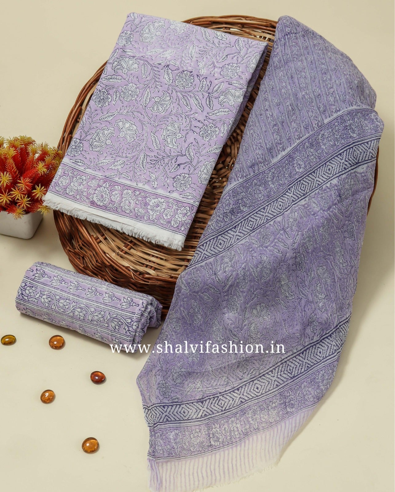 Shop chiffon dupatta pure cotton suits online (PCHF179)