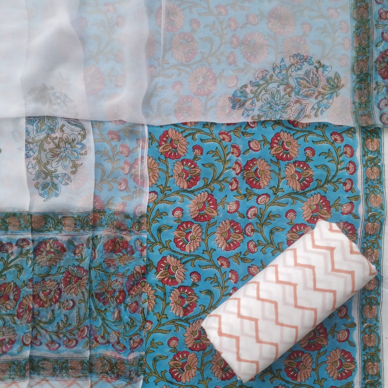 shop unstitched hand block print chiffon dupatta collection