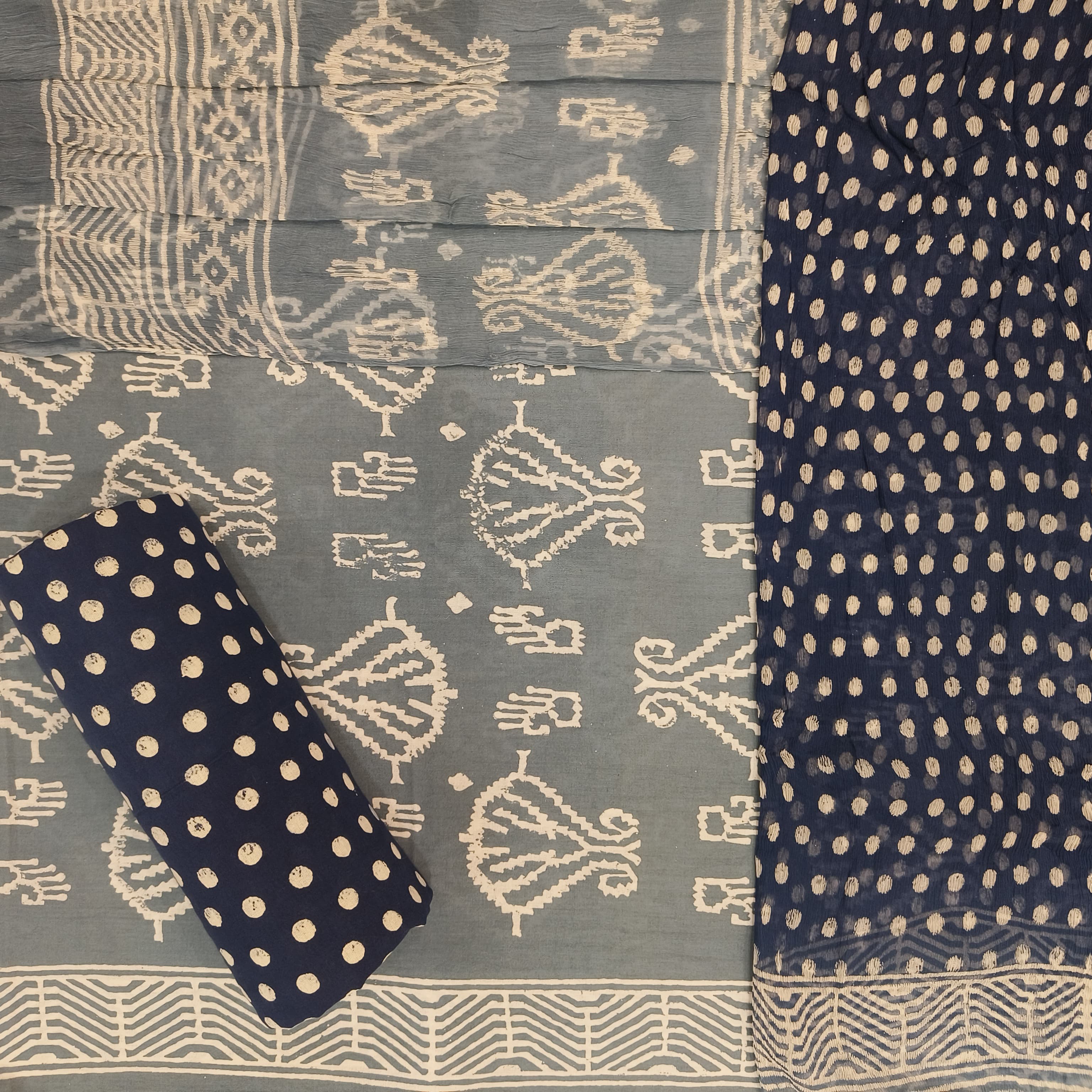 Shop unstitched cotton suits with chiffon dupatta online shopping (PCHF368)