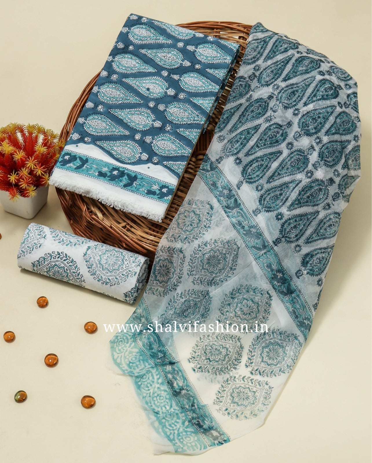 Shop chiffon dupatta cotton suits online shopping (PCHF506)