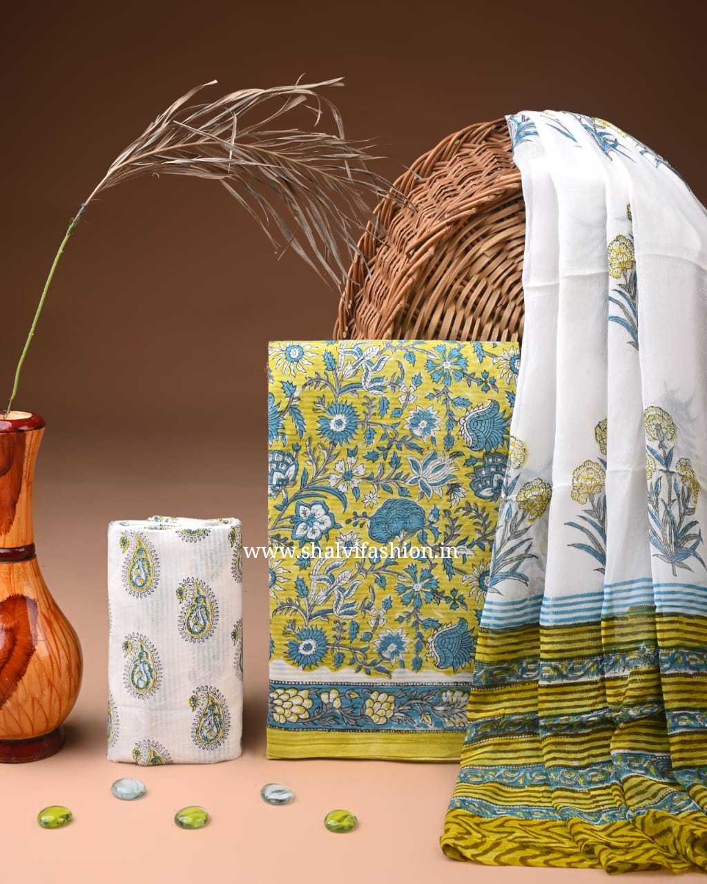 Shop unstitched block printed cotton suits in jaipur (PCHF629)