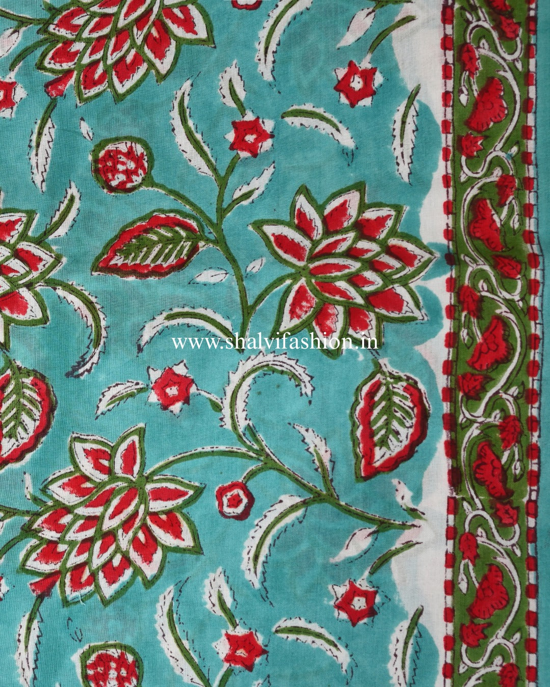 Shop unstitched block print cotton suits with chiffon dupatta (PCHF641)
