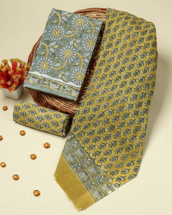 Shop hand block print cotton suits with mulmul dupatta in jaipur (PRMUL153)