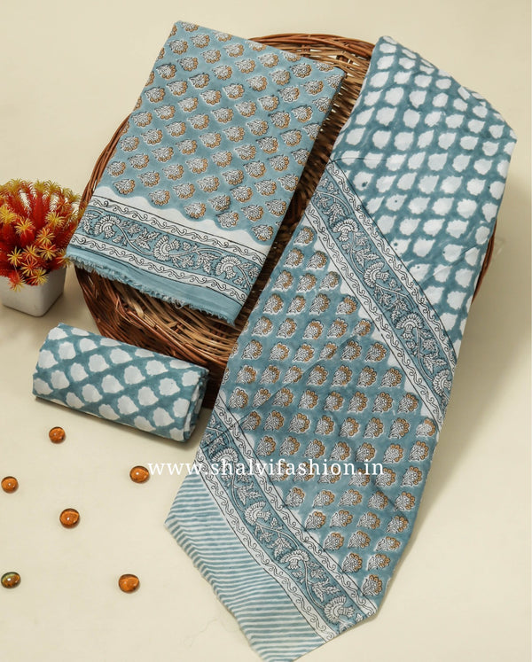Shop cotton suits with mulmul dupatta online (PRMUL435)