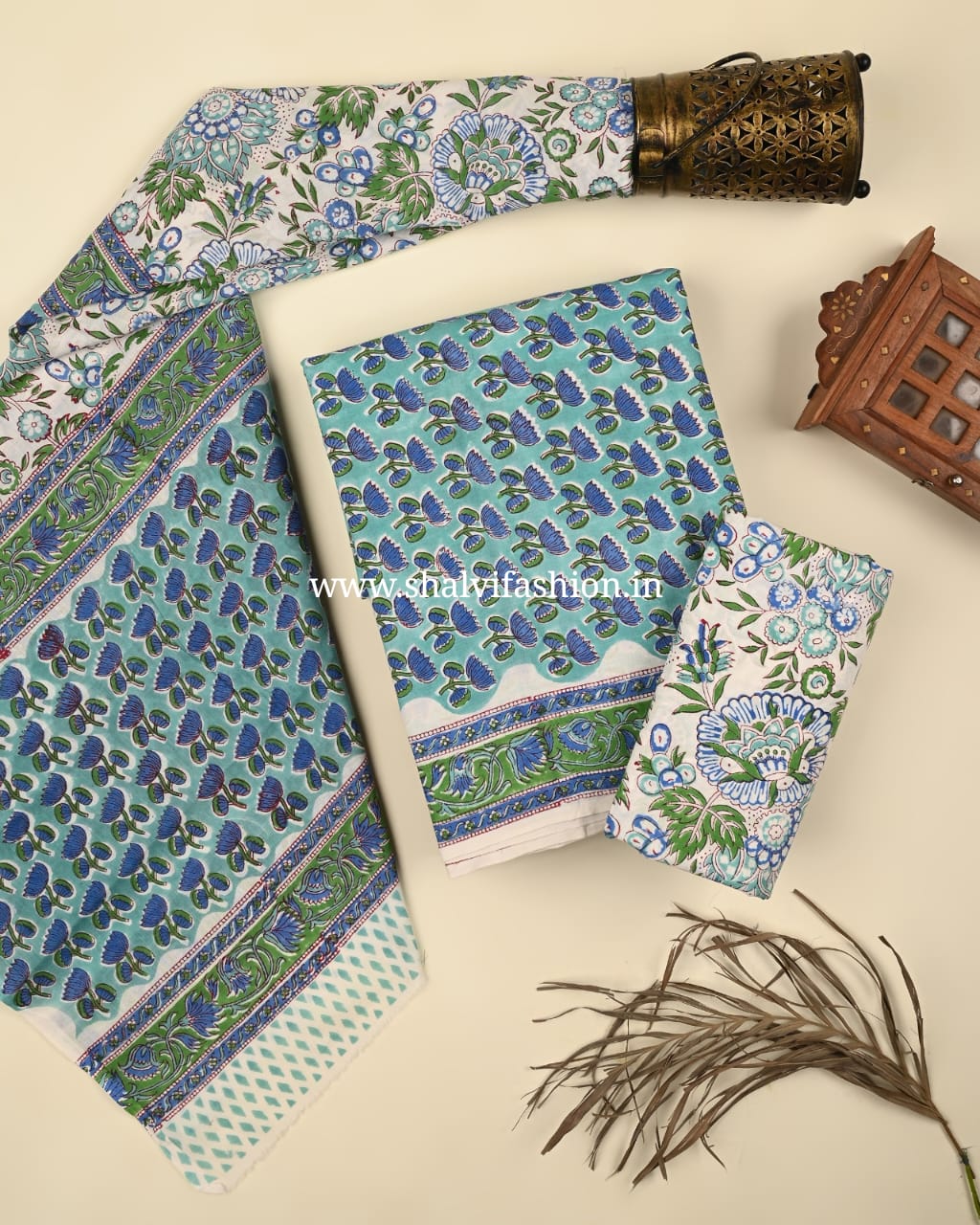 Shop jaipuri printed cotton suits with mulmul dupatta (PRMUL462)